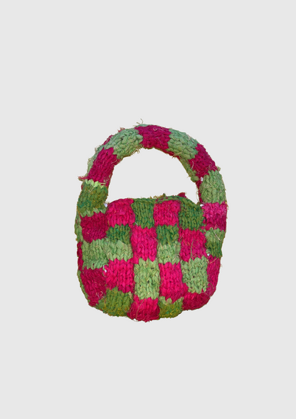 Knitted Mini Bag - Lime & Hot Pink
